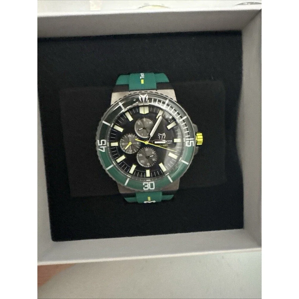 TechnoMarine Racing Legends Quartz Chronograph 43mm Black Dial Green Strap